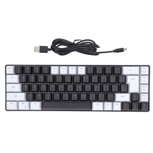 XUMIUZIY Membrane Wired Gaming Keyboard, RGB Backlit Membrane Gaming Keyboard, 68 Keys Linear Mechanical Feel Keyboard Ergonomic, USB Computer Keyboard for Office Home Game (White Black) - color: White Black