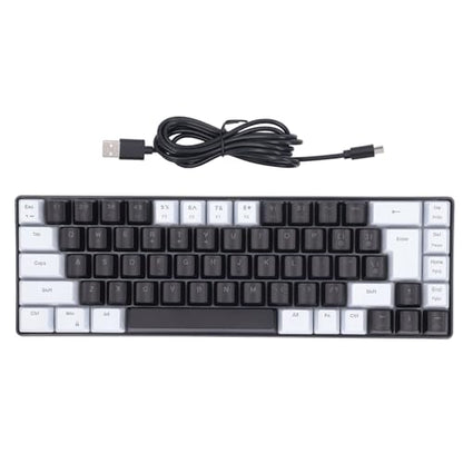 XUMIUZIY Membrane Wired Gaming Keyboard, RGB Backlit Membrane Gaming Keyboard, 68 Keys Linear Mechanical Feel Keyboard Ergonomic, USB Computer Keyboard for Office Home Game (White Black) - color: White Black
