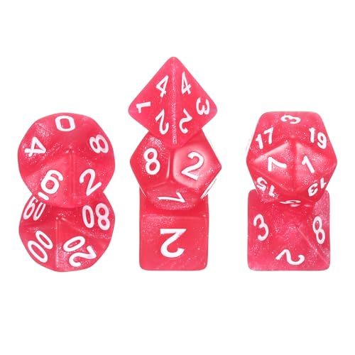 uxcell Polyhedral Dice Set, 7 Pcs Acrylic Dice for Role Playing Table Games Tabletop Gaming Accessories, Sparkling Pink - color: Sparkling Pink