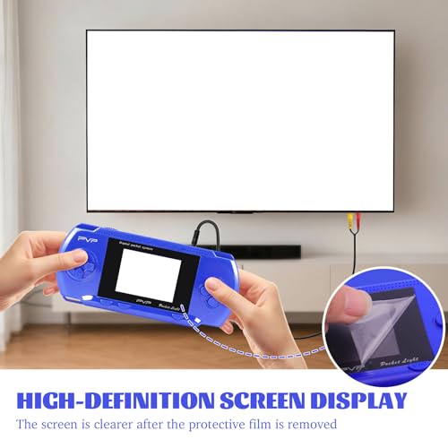 Blue Handheld Game Console, 74 Built-in 8-Bit Games | Portable game player with 74 retro games, 2.4" Screen, USB rechargeable battery, fun gift for kids and families - color: Blue