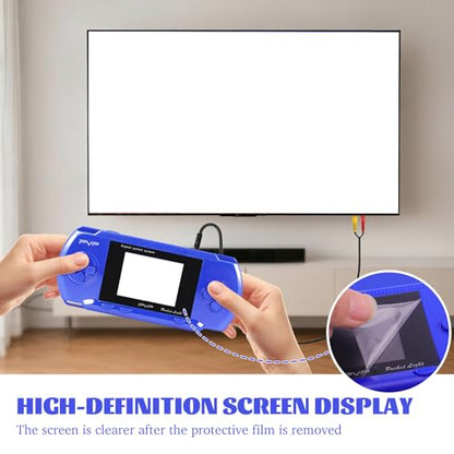 Blue Handheld Game Console, 74 Built-in 8-Bit Games | Portable game player with 74 retro games, 2.4" Screen, USB rechargeable battery, fun gift for kids and families - color: Blue