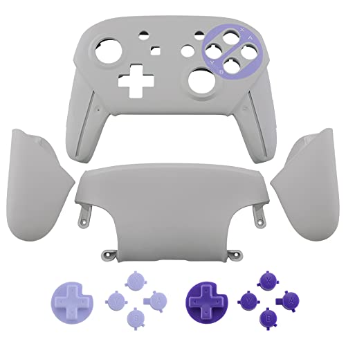 eXtremeRate Classics SNES Style Soft Touch Faceplate Backplate Handles for Nintendo Switch Pro Controller, DIY Housing Shell Grip and Buttons for Nintendo Switch Pro - Controller NOT Included - color: Classic SNES Style