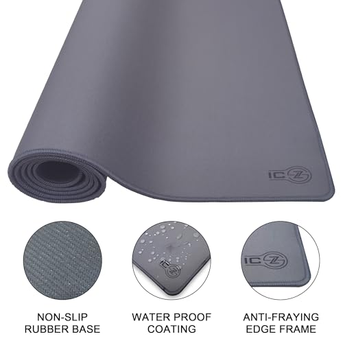 XXL Extended Gaming Mouse Pad/Mat 40"x18"(Steel Grey) - Large & Wide Desk Cloth Mousepad - Stitched/Water Proof/Non Slip Base - color: Steel Gray, size: XXL 40"x18"