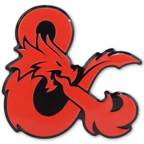 Hasbro Dungeons and Dragons Embossed Metal Sign | Red Ampersand Dragon Logo Wall Decor for Home or Office - color: Red/Black