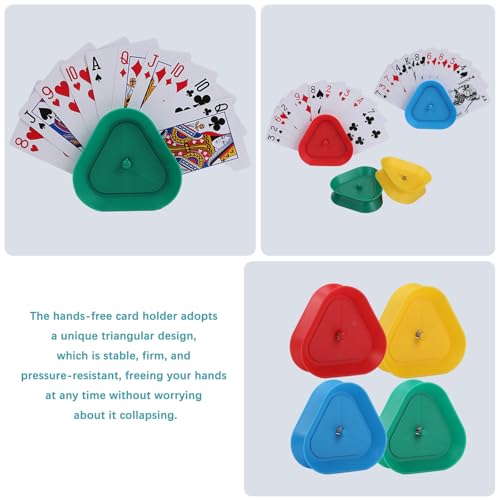 4 Pack Triangle Shaped Hands-Free Playing Card Holder for Kids,Playing Card Games Holder,Adults,Poker Parties,Family Card Game Nights&Classroom Activities (4pack) - color: 4pack
