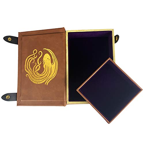 Fantasydice Book-Shaped Gold/Purple Cthulhu Tome Rolling Magic Book Tray for All Tabletop RPGs Like D&D, Call of Cthulhu, Shadowrun. - color: Gold / Purple