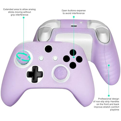 Purple Glitter Anti-Slip Protective Silicone Cover Skin Grips Compatible with Xbox one s/x Controller,8 PCS Glitter Thumb Grips Caps and 2 Grips Caps. - color: Glitter Purple
