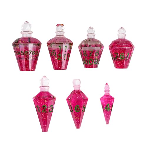 7PCS Potion DND Dice Set,Transparent Sharp Edge Dice Set D&D RPG Polyhedral Die,for Dungeons & Dragons, Pathfinder, and TTRPG Roleplaying Games.(Magenta) - color: Pink