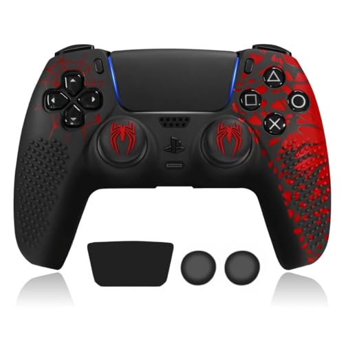 Anti-Slip Silicone Skin for PS5 Controller - Protective Cover Case with Thumb Grip Caps & Touch Pad Stickers, Durable, Soft Grip for PlayStation 5 Controller Accessories (Full Set)