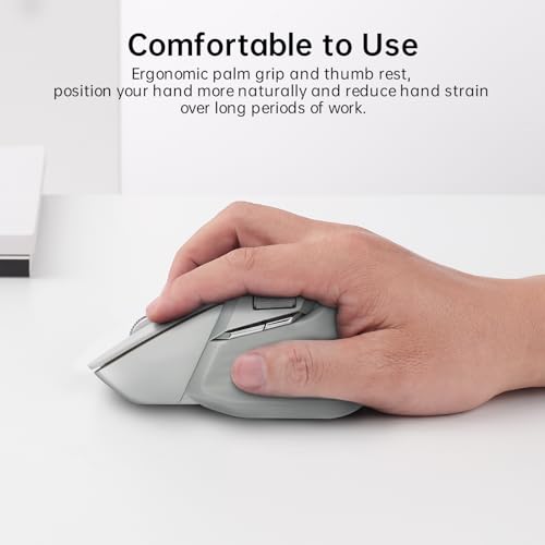 Rapoo MT760 Multi-Device Wireless Mouse, Bluetooth 5.0 and 2.4G Multi-Mode Connection, Up to 4 Devices, 11 Programmable Buttons, 4K DPI, 90 Days Battery Life, PC, Light Grey - color: Light Grey, size: Standard