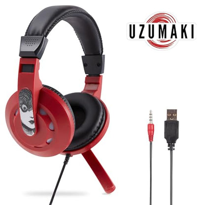 Uzumaki Gaming Headset with Mic, Wired Headphones, Microphone, LED Lights | Uzumaki wired gaming headset, mic, LED lights, padded over-ear comfort, enhanced audio, PC gaming setup. - color: Uzumaki