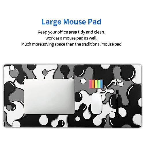 Black White Grey Mouse Pad XXL Anime Cool Geometric Japanese Extended Desk Mat 90X40 CM Non-Slip Rubber Base Stitched Edge Large Mousepad for Gaming Laptop Computer Desktop 35.4×15.7 Inch - color: Black-white, size: 35.4 x 15.7 inches