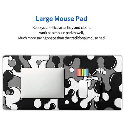 Black White Grey Mouse Pad XXL Anime Cool Geometric Japanese Extended Desk Mat 90X40 CM Non-Slip Rubber Base Stitched Edge Large Mousepad for Gaming Laptop Computer Desktop 35.4×15.7 Inch - color: Black-white, size: 35.4 x 15.7 inches