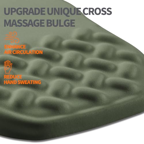Ergonomic Slope Mouse Pad Wrist Support, Wrist Rest Mousepad for Carpal Tunnel Pain Relief with Massage Bulge and Slow Rebound Memory Foam (12x8 inch, Olive Green) - color: Am020-olive Green
