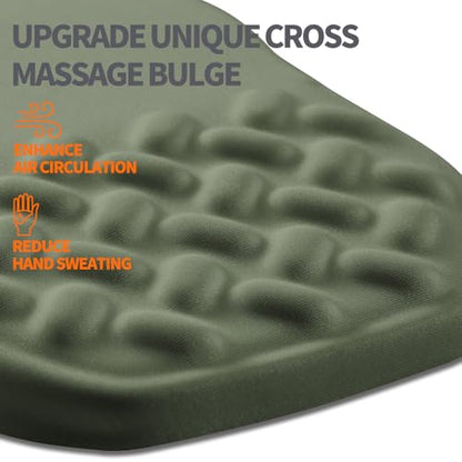 Ergonomic Slope Mouse Pad Wrist Support, Wrist Rest Mousepad for Carpal Tunnel Pain Relief with Massage Bulge and Slow Rebound Memory Foam (12x8 inch, Olive Green) - color: Am020-olive Green