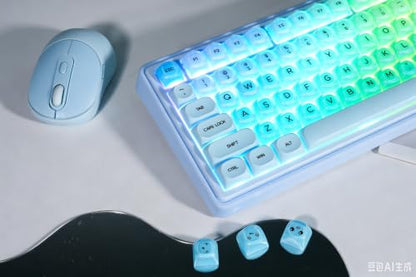 ZORNHER UR82 Wireless Foundation Mechanical Keyboard,75% Creamy Keyboard,Cute Gaming Keyboard,Jelly Crystal Gradient Keycaps,Hot Swappable,RGB Backlit,for Mac Windows,BT5.0/USB-C/2.4GHz,Ice Blue - color: Blue Breeze