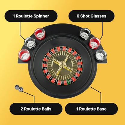 Spin to Win: Fairly Odd Novelties Shot Glass Roulette Set, 6 Glasses, 2 Balls, Party Favorite, Perfect for Groups, 11.25" Diameter - size: 6PCS Set