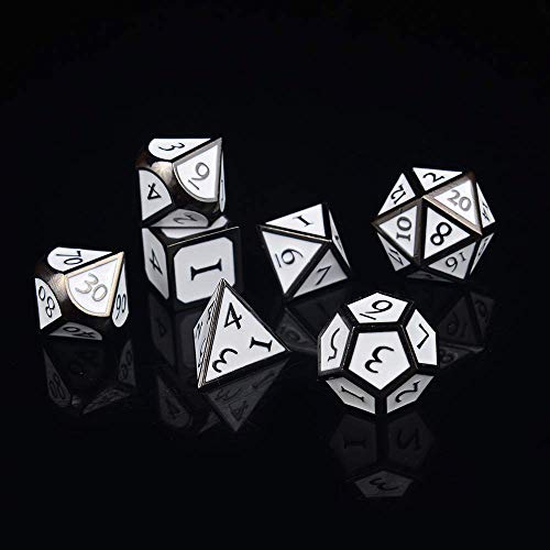 HEIMDALLR Metal D&D Dice Set 7 pcs - Dice Box & Velvet Dice Bag; Metal DND Dice Set D&D (Dungeons and Dragons) w D20 - Blacksmith Craft Dice (Forge & Frost) - color: 07 Forge & Frost