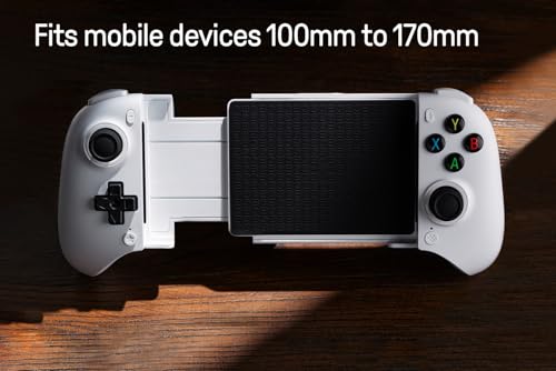 8Bitdo Ultimate Mobile Gaming Bluetooth Controller for Android Devices with Hall Effect Joysticks and Hall Triggers, Back Buttons, Mapping and Turbo Function (White)