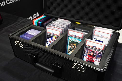 Premium 140-Card Holder Box, Carbon Fiber Graded Card Storage Case, TSA Lock, GPS Tracker Compartment, Fits PSA/BGS/CSG Slabs & Toploaders, 4 Rows, 4 EVA Dividers, Secure Travel for Sports, TCG Cards - color: Black, style: Holds 140 Graded Cards