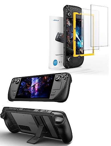 JSAUX PC0105 Steam Deck Case with Adjustable Angle Stand + 2-Pack Steam Deck Screen Protector