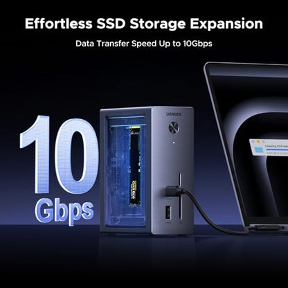 UGREEN Revodok NVMe 10-in-1 Docking Station 4K@60Hz HDMI | M.2 NVMe SSD Enclosure, 10Gbps USB-C/A, 100W PD Charging, Gigabit Ethernet, SD/TF for MacBook M5, Mac mini M4, Windows Laptop