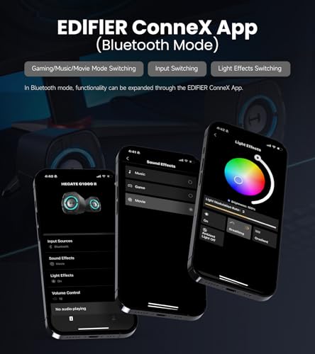 Edifier G1000 II Desktop Computer Speakers for Gaming, 2.5" Full-Range Driver & Enhanced Bass, Bluetooth 5.4 USB-C AUX, 9 Dynamic RGB Lighting Modes for PC - Black (Renewed)