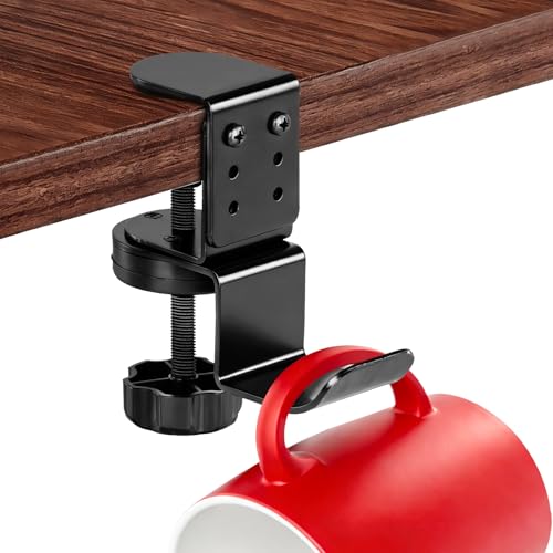 MYITYARD Clamp Mug Hooks Under Desk, Clip On Hook Cup Holder, Desktop Hanging Headphone Hook for Office, Computer Desk, Student Class Desk, Cabinet - color: Desk Hooks