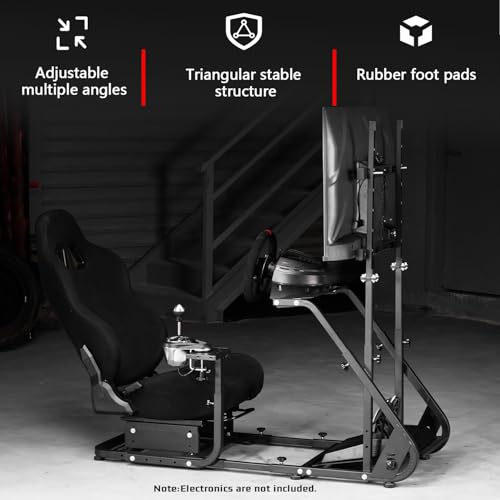 Dardoo G923 Racing Simulator Cockpit with Monitor Mount and Black Seat Adjustable Fit for Logitech G29 G920, for Thrustmaster T300, Without Shifter, Wheel, Pedals and Display