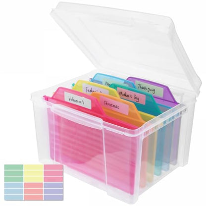 Greeting Card Storage & Organizer Box with 6 Removable Dividers for Holiday Birthday Get Well Cards Photos, Crafts, Scrapbooking