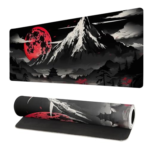 Extended Gaming Mouse Pad, Large Desk Mat XL Anime Mouse Pad Waterproof with Stitched Edges, Non-Slip Desktop Pad for Home and Office, Level Up Your 31.5x11.8 Inch (Snow Mountain) - color: Snow Mountain