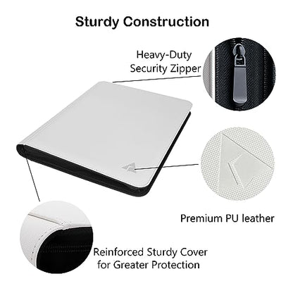 Top loader Binder, Holds 432 Top Loaders, 9 Pockets Top Loader Binder with Sleeves for Cards in 3'' x 4'' Top loaders -White - color: White