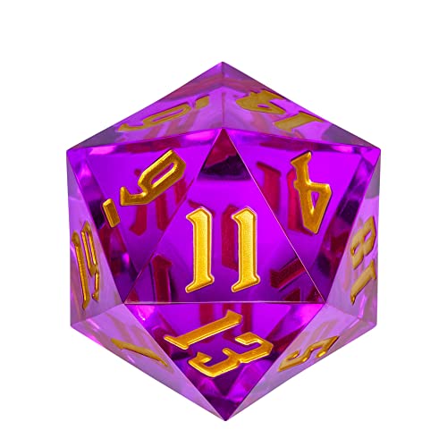 D20 Single Dice 55mm, 20 Sided DND Dice, Giant D20 D&D Polyhedral Dice Large D20 for RPG Table Games (Transparent Peach/Golden Numbers) - color: Transparent Peach/Golden Numbers