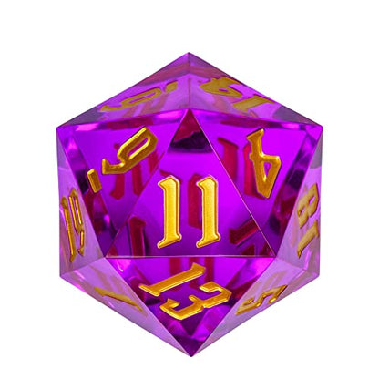 D20 Single Dice 55mm, 20 Sided DND Dice, Giant D20 D&D Polyhedral Dice Large D20 for RPG Table Games (Transparent Peach/Golden Numbers) - color: Transparent Peach/Golden Numbers