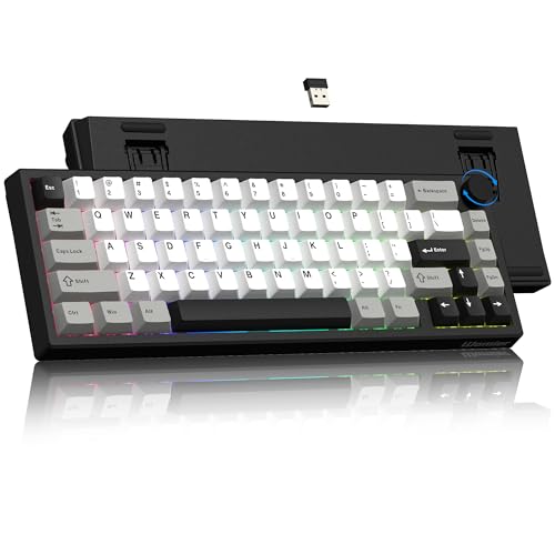Womier Wireless 60% Gaming Keyboard with CNC Knob Mechanical Keyboard | QMK/VIA Creamy Mechanical Keyboard,Tri-Mode Thocky Custom Black White Key Board,Hot Swap Gasket Mount RGB for Win/Mac-Q61 V2 - color: Black/Grey