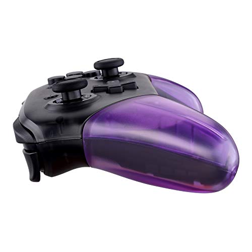 eXtremeRate Clear Atomic Purple Replacement Handle Grips for Nintendo Switch Pro Controller, DIY Hand Grip Shell for Nintendo Switch Pro - Controller NOT Included - color: Clear Atomic Purple