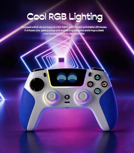 RGB Wireless Controller for PS5,with Hall-Effect Joysticks/Dual Vibration/ Turbo & Macro ,Programmable,3.5Mm Audio Jack, 6-Axis Motion Control Gamepad with Speaker, PS5 Pro/iOS/Android/PC/MAC/Steam Deck - color: Blue