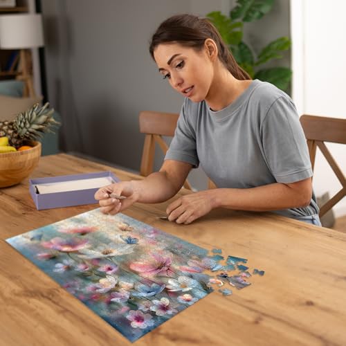 Puzzles for Adults 500 Pieces, Flowers Jigsaw Puzzles - Butterfly Blossoms, Impossible Flowers Butterfly Puzzle for Seniors Families, 20.47x14.96 Inches, 1:1 Poster, Letter On The Back - style: Butterfly Blossoms
