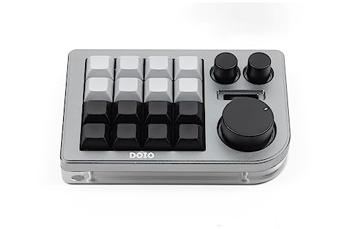 KEEBMONKEY Megalodon Triple Knob Macro Pad Programmable Designer Mini Keyboard 16 Keys (Grey) - color: Grey