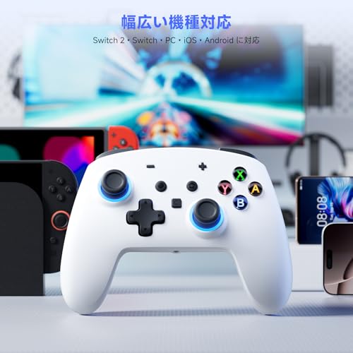 ECHTPower Switch 2 Pro Controller with Hall Effect Joysticks, One-Key Wake-Up for Switch 2, Wireless Controller for Switch 2/Switch/Lite/OLED, Turbo Button, 4 Back Buttons, RGB Lighting, 3.5mm Jack, Dual Vibration, 6-Axis Gyro (Grey) - color: Grey