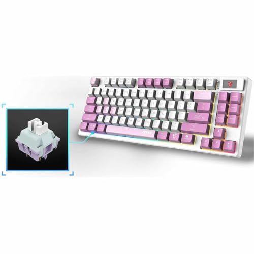 msi Forge GK600 TKL W Violet US - Mechanical Linear SWITCHES - Dye-Sublimated PBT Keycaps, Anti-Slip Base, RGB LED, USB 2.0, Bluetooth, 2.4 GHz - Tenkeyless - style: FORGE GK600 TKL W VIOLET US