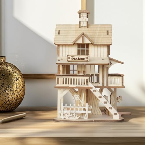 3D Wooden Puzzle for Adults, Creative Treehouse Design Model Kit | Creative Assembly Model Building Kits to Build for Adults, DIY Assembly Puzzle for Christmas,Teens Men 14+, STEM Project - style: Treehouse