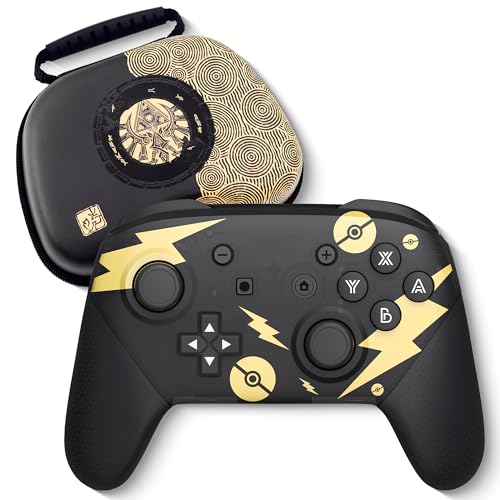 Switch Pro Controller, Wireless Switch Controllers with Carrying Storage Case, Upgraded Gamepad Switch Remote Replacement for Switch Controller Support NFC/Dual Vibration/Screenshot/Wake-up Function - color: Black Pika
