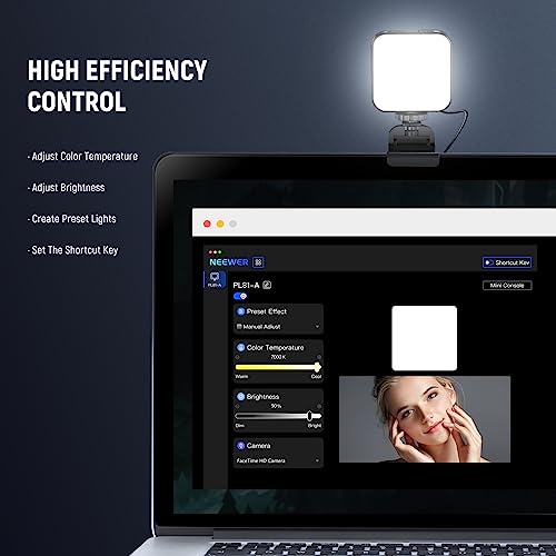 NEEWER LED Streaming Light with Windows & macOS Software Control, 2 in 1 Monitor Mount & Stand, Ultra Bright 2900K-7000K USB Laptop Computer Webcam Lighting for Video Conference, Zoom Call, PL81 PRO