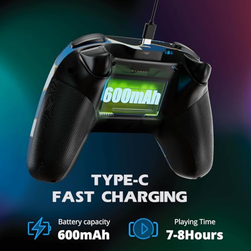 ISHAKO Wireless Switch Pro Controller Compatible with Switch/Lite/OLED, Gamepad with Turbo, Dual Vibration, Wake-up, and Motion Control - Blue