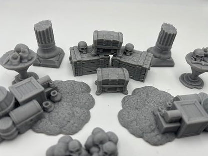 Hautico Middle Ages Mausoleum Ruins Scene with Graveyard and Treasury Ruin for 18-28mm Miniatures Wargame, DND, 3D Printed and Paintable