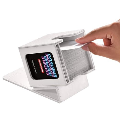 Commander Deck Box Lite - Card Display with Mini Snap Card Holder & Removable Cover, Fits 100+ Single-Sleeved Cards, Ideal for MTG, PTCG, OPCG, SWU & More (White) - color: White