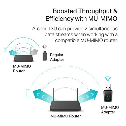 TP-Link AC1300 USB WiFi Adapter(Archer T3U)- 2.4G/5G Dual Band Wireless Network Adapter for PC Desktop, MU-MIMO WiFi Dongle, USB 3.0, Supports Windows 11, 10, 8.1, 8, 7, XP/Mac OS X 10.9-10.14 - style: AC1300