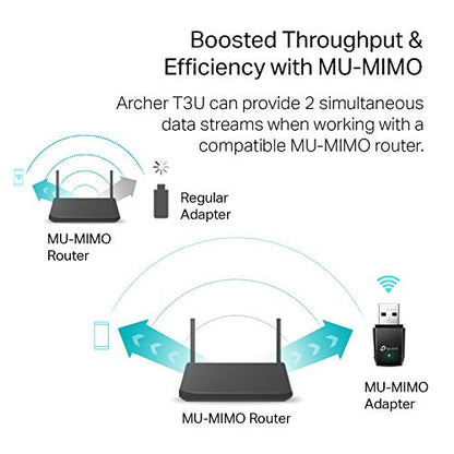 TP-Link AC1300 USB WiFi Adapter(Archer T3U)- 2.4G/5G Dual Band Wireless Network Adapter for PC Desktop, MU-MIMO WiFi Dongle, USB 3.0, Supports Windows 11, 10, 8.1, 8, 7, XP/Mac OS X 10.9-10.14 - style: AC1300