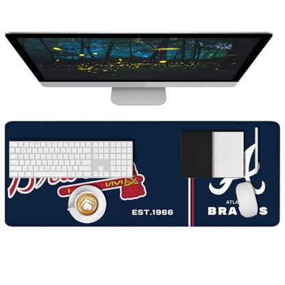 Baseball Mouse Pad Extended Large Gaming Desk Pad 31.5 x 11.8 Inch, XL Mousepad Topographic Mouse Pad with Anti-Slip Rubber Base for Atlanta Home Office - color: M-atlanta